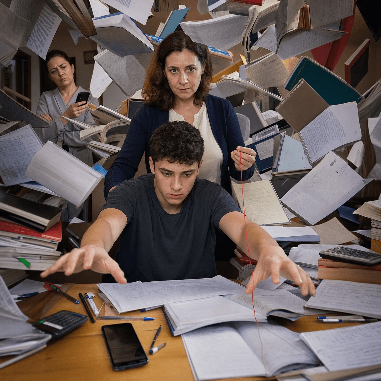 Elev copleșit de materialele pentru bac